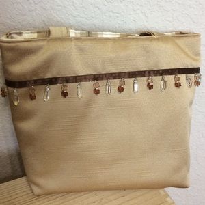 Gold Tote Purse Jewels Bag Handmade NEW